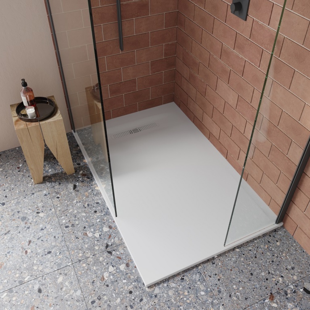 Lifestyle image of Crosswater Vito 1500 by 800mm Rectangular Dolomite Shower Tray